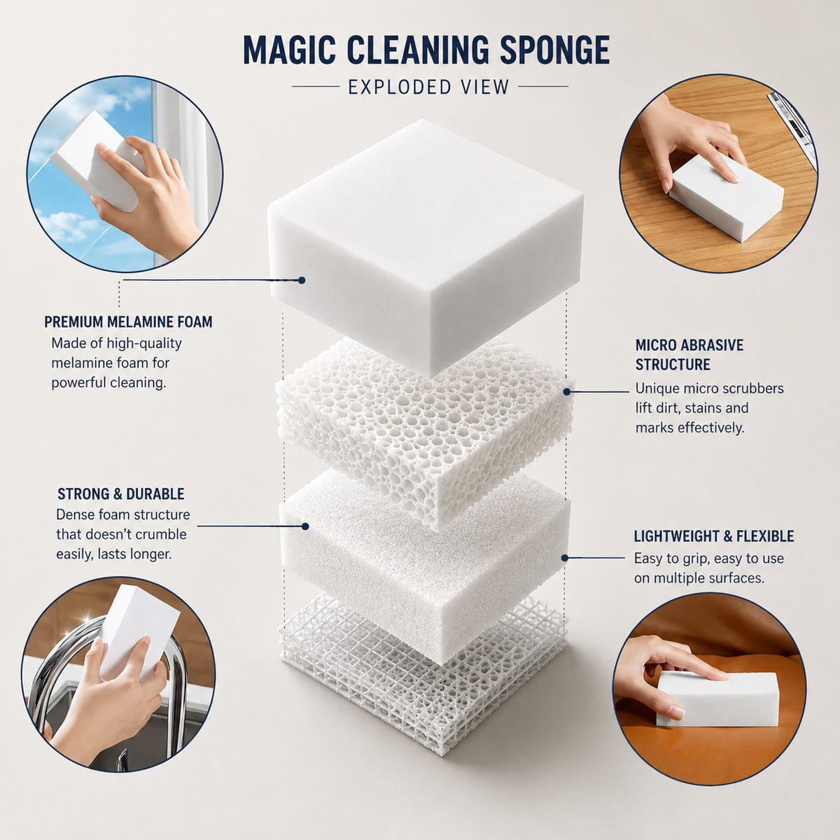 Magic Eraser Cleaning Sponge (Pack of 4)
